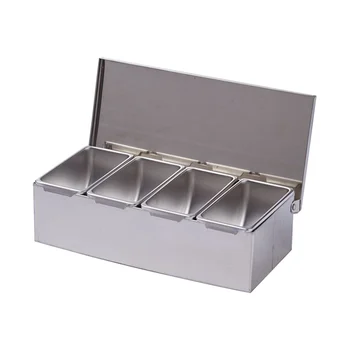 4-секционная коробка для приправ, Коробка для ингредиентов из нержавеющей Стали, Сырный Соус, Коробка для соли, сахара, Банка для специй, Инструмент для выпечки