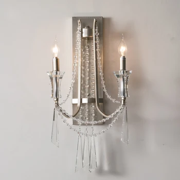 Современный хрустальный настенный светильник из матового серебра, настенное бра в прикроватной тумбочке гостиничной спальни, ресторан, Скандинавский французский настенный светильник в стиле лофт